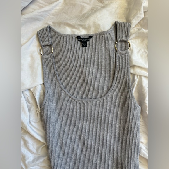 Guess Gray Ribbed Sleeveless MIDI Dress with lower back cutout - Picture 2 of 5